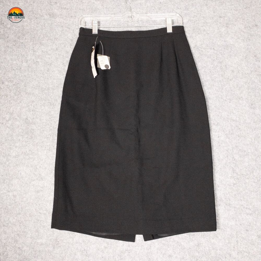 NWT Kasper & Company A-Line Skirt Black Wool Knee Length Cottage Women's Size 8